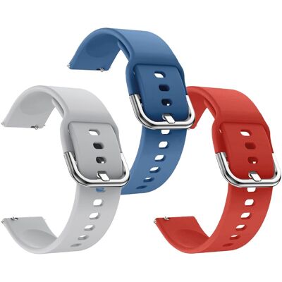 Friendly License Pack de 3 pulseras Silicona Gris, Azul Acero y Rojo para Smartwatch de 22mm. Multicolor Friendly License Pack de 3 pulseras Silicona Gris, Azul Acero y Rojo para Smartwatch de 22mm. Multicolor
