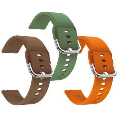 Friendly License Pack de 3 pulseras Silicona Naranja, Verde y Marrón para Smartwatch de 22mm. Multicolor Friendly License Pack de 3 pulseras Silicona Naranja, Verde y Marrón para Smartwatch de 22mm. Multicolor
