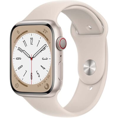 Apple Watch Series 8 GPS + Cellular 45mm con caja de aluminio blanco estrella y correa deportiva blanco estrella. Blanco estrella Apple Watch Series 8 GPS + Cellular 45mm con caja de aluminio blanco estrella y correa deportiva blanco estrella. Blanco estrella