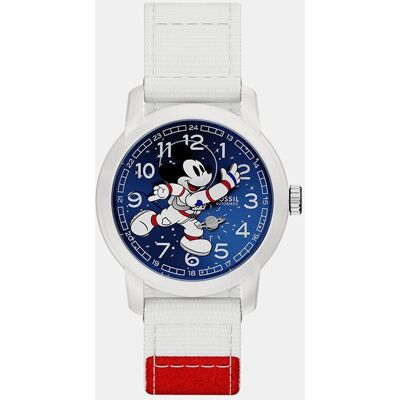 Fossil Reloj de hombre mickey mouse con correa de tejido. Blanco Fossil Reloj de hombre mickey mouse con correa de tejido. Blanco