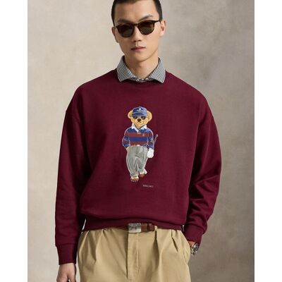 Ralph Lauren Sudadera de hombre de corte holgado con Polo Bear . (XXL) Granate Ralph Lauren Sudadera de hombre de corte holgado con Polo Bear . (XXL) Granate