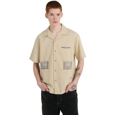Element Camisa de hombre Seersucker Embroidery . (XL) Beige Element Camisa de hombre Seersucker Embroidery . (XL) Beige