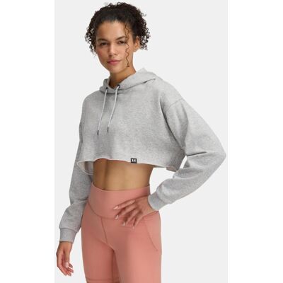 Under Armour Sudadera de mujer Icon Terry Crop Hoodie . (L) Gris Under Armour Sudadera de mujer Icon Terry Crop Hoodie . (L) Gris