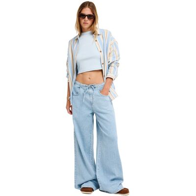 Roxy Vaquero ancho en denim de mujer Beach Flirt . (M) Azul Roxy Vaquero ancho en denim de mujer Beach Flirt . (M) Azul