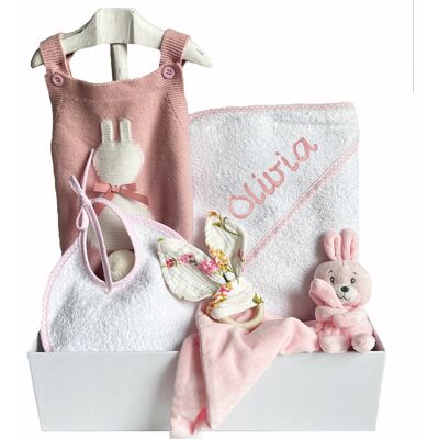 El Recién Nacido Canastilla ropa invierno personalizada con nombre. Rosa niño El Recién Nacido Canastilla ropa invierno personalizada con nombre. Rosa niño