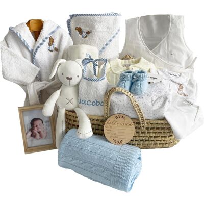 El Recién Nacido Canastilla moisés personalizable con nombre. Azul niño El Recién Nacido Canastilla moisés personalizable con nombre. Azul niño
