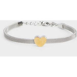 Parfois Pulsera con charms de acero inoxidable con abalorio de corazón decorativo. Plata Parfois Pulsera con charms de acero inoxidable con abalorio de corazón decorativo. Plata