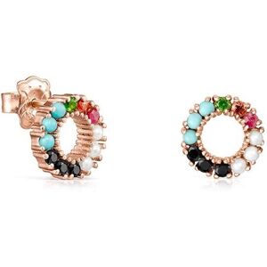 Tous Pendientes Straight disco bañados en oro de 18 kt sobre plata rosa con gemas. Multicolor Tous Pendientes Straight disco bañados en oro de 18 kt sobre plata rosa con gemas. Multicolor