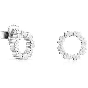 Tous Pendientes Straight pequeños circulares con osos de plata. Blanco Tous Pendientes Straight pequeños circulares con osos de plata. Blanco