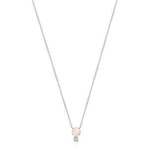 Tous Collar Mini Color de plata con cuarzo rosa y amazonita. Multicolor Tous Collar Mini Color de plata con cuarzo rosa y amazonita. Multicolor