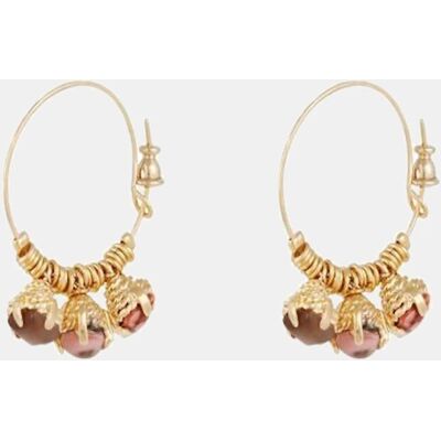 GAS Bijoux Pendientes aro Lucce con piedras y bañado en oro. Marrón GAS Bijoux Pendientes aro Lucce con piedras y bañado en oro. Marrón