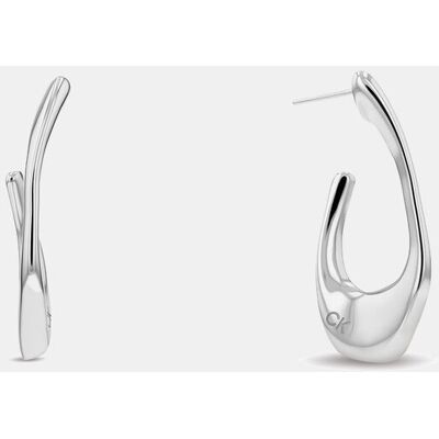 Calvin Pendientes de aro Flow de acero. Plata Calvin Pendientes de aro Flow de acero. Plata