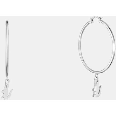 Lacoste Pedientes de aro Crocodile acero con charm cocodrilo. Plata Lacoste Pedientes de aro Crocodile acero con charm cocodrilo. Plata