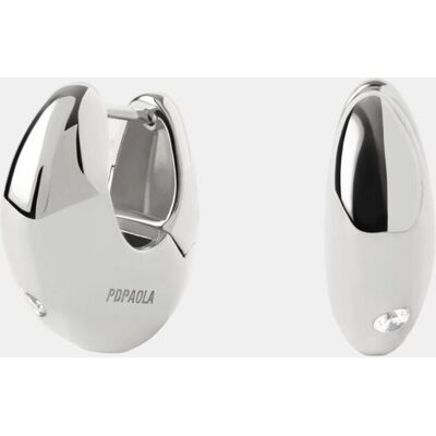 PDPAOLA Pendientes de aro Essentials con circonita. Blanco PDPAOLA Pendientes de aro Essentials con circonita. Blanco