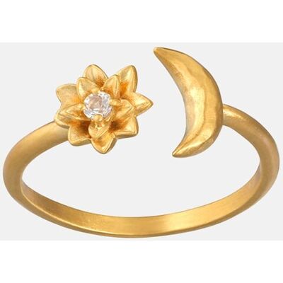 Satya Jewelry Anillo Madre Luna Lotus y Luna. Blanco Satya Jewelry Anillo Madre Luna Lotus y Luna. Blanco