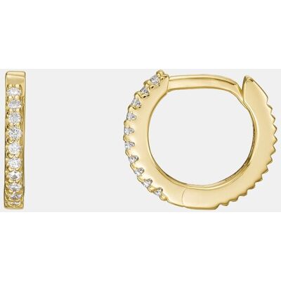 Fossil Pendientes de aro de mujer ellis pavé glitz de plata de ley. Dorado Fossil Pendientes de aro de mujer ellis pavé glitz de plata de ley. Dorado