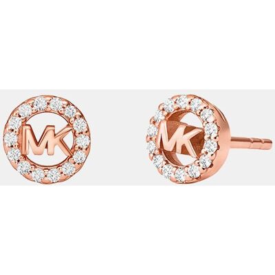 Michael Kors Pendientes de botón de mujer de con logotipo de plata de ley chapada en oro rosa. Rosa Michael Kors Pendientes de botón de mujer de con logotipo de plata de ley chapada en oro rosa. Rosa