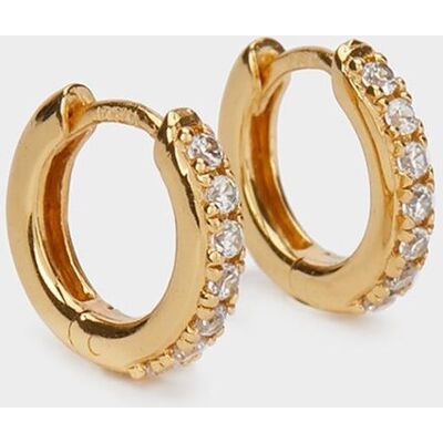 Parfois Pendientes de aro de plata de ley con circonitas. Dorado Parfois Pendientes de aro de plata de ley con circonitas. Dorado