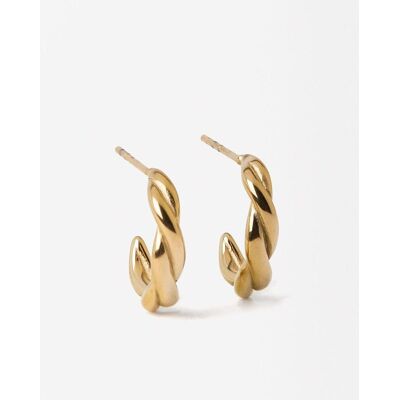 Parfois Pendientes de aro de acero inoxidable rizados en liso. Dorado Parfois Pendientes de aro de acero inoxidable rizados en liso. Dorado