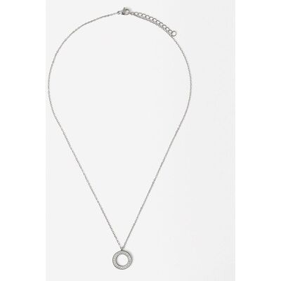 Parfois Collar de acero inoxidable con abalorio de circonitas en plateado. Plateado Parfois Collar de acero inoxidable con abalorio de circonitas en plateado. Plateado
