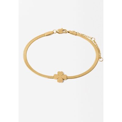 Parfois Pulsera de acero inoxidable con abalorio de trébol en dorado. Dorado Parfois Pulsera de acero inoxidable con abalorio de trébol en dorado. Dorado