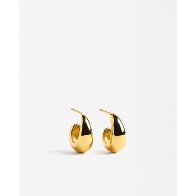 Parfois Pendientes de aro de plata de ley ovalados en liso. Dorado Parfois Pendientes de aro de plata de ley ovalados en liso. Dorado