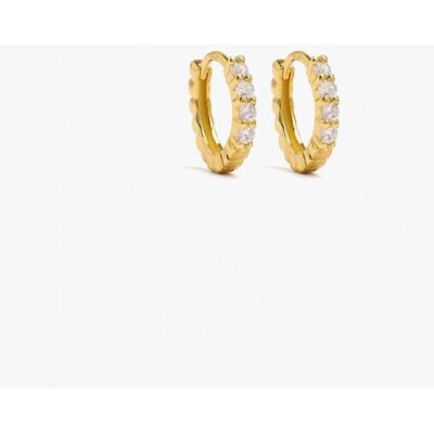 Parfois Pendientes de aro de plata de ley con baño de oro de 18 k con circonitas. Blanco Parfois Pendientes de aro de plata de ley con baño de oro de 18 k con circonitas. Blanco