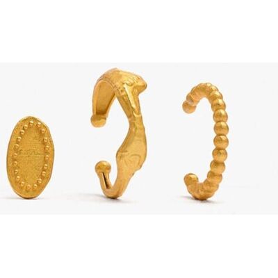 Parfois Pack de pendientes de aro de plata de ley con baño de oro de 18 k texturizados en liso. Dorado Parfois Pack de pendientes de aro de plata de ley con baño de oro de 18 k texturizados en liso. Dorado