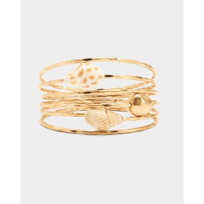 Parfois Pulsera rígida con conchas decorativas. Dorado Parfois Pulsera rígida con conchas decorativas. Dorado