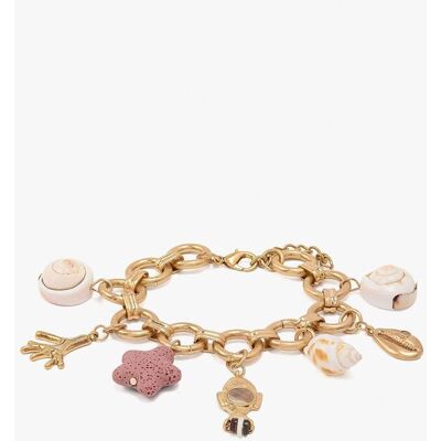 Parfois Pulsera de eslabones con charms decorativos. Blanco Parfois Pulsera de eslabones con charms decorativos. Blanco