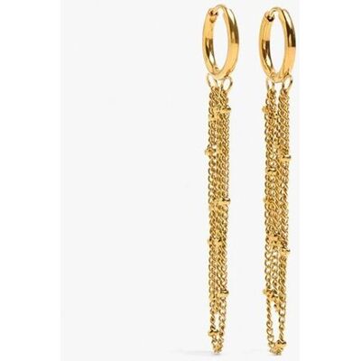 Parfois Pendientes de aro de acero inoxidable con cadenas colgantes. Dorado Parfois Pendientes de aro de acero inoxidable con cadenas colgantes. Dorado