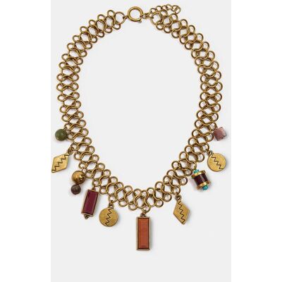 Parfois Collar de eslabones entrelazados con abalorios decorativos. Dorado Parfois Collar de eslabones entrelazados con abalorios decorativos. Dorado