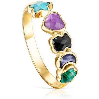 Tous Anillo glory bañado en oro de 18 kt sobre plata con gemas multicolor. (14) Multicolor Tous Anillo glory bañado en oro de 18 kt sobre plata con gemas multicolor. (14) Multicolor