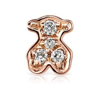 Tous Pendiente individual les classiques oso de oro rosa con diamantes. Blanco Tous Pendiente individual les classiques oso de oro rosa con diamantes. Blanco