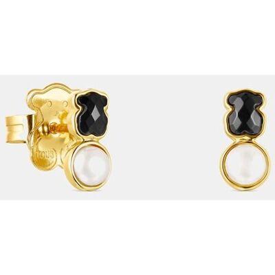 Tous Pendientes glory bañados en oro de 18 kt sobre plata con ónix y perla. Multicolor Tous Pendientes glory bañados en oro de 18 kt sobre plata con ónix y perla. Multicolor