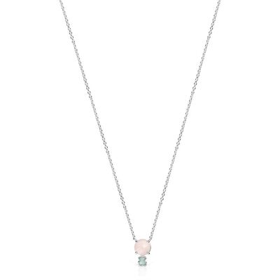 Tous Collar mini color de plata con cuarzo y amazonita. Multicolor Tous Collar mini color de plata con cuarzo y amazonita. Multicolor