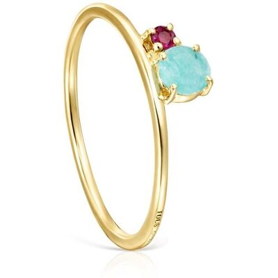 Tous Anillo mini ivette de oro amarillo con gemas. (14) Multicolor Tous Anillo mini ivette de oro amarillo con gemas. (14) Multicolor