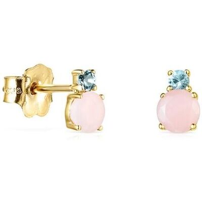 Tous Pendientes mini ivette de oro amarillo con ópalo rosa y topazio azul. Rosa Tous Pendientes mini ivette de oro amarillo con ópalo rosa y topazio azul. Rosa