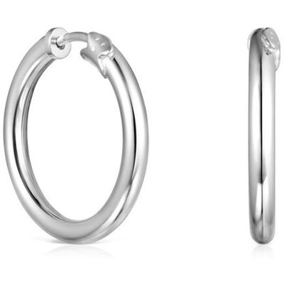 Tous Pendientes de aro basics de plata con cierre criolla. Plateado Tous Pendientes de aro basics de plata con cierre criolla. Plateado