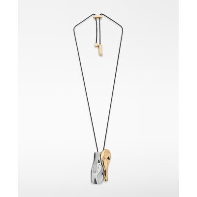 Adolfo Dominguez Collar de mujer bicolor con piezas metálicas. Dorado Adolfo Dominguez Collar de mujer bicolor con piezas metálicas. Dorado