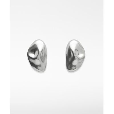 Adolfo Dominguez Pendientes grandes metálicos con forma orgánica. Plateado Adolfo Dominguez Pendientes grandes metálicos con forma orgánica. Plateado