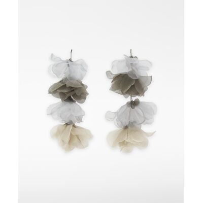 Adolfo Dominguez Maxi pendientes de flores en organza. Multicolor Adolfo Dominguez Maxi pendientes de flores en organza. Multicolor