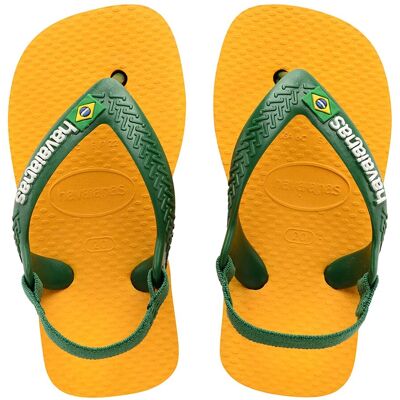 Havaianas Chanclas de dedo Bebés Brasil Logo . (21) Amarillo / Verde Havaianas Chanclas de dedo Bebés Brasil Logo . (21) Amarillo / Verde