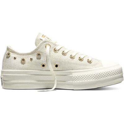 Converse Zapatillas casual de mujer Chuck Taylor All Star Lift Shiny Heathered Canvas Studs . (35) Blanco roto Converse Zapatillas casual de mujer Chuck Taylor All Star Lift Shiny Heathered Canvas Studs . (35) Blanco roto