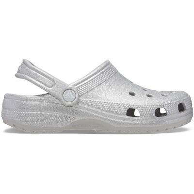 Crocs Zuecos de mujer Classic Glitter Clog . (42) Plata Crocs Zuecos de mujer Classic Glitter Clog . (42) Plata