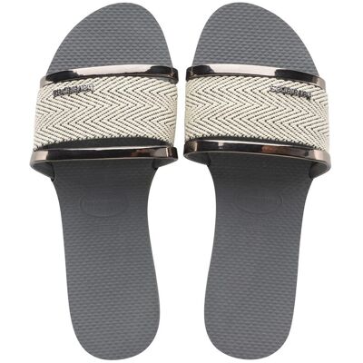 Havaianas Chanclas de mujer You Trancoso Premium . (33-34) Gris / Dorado Havaianas Chanclas de mujer You Trancoso Premium . (33-34) Gris / Dorado