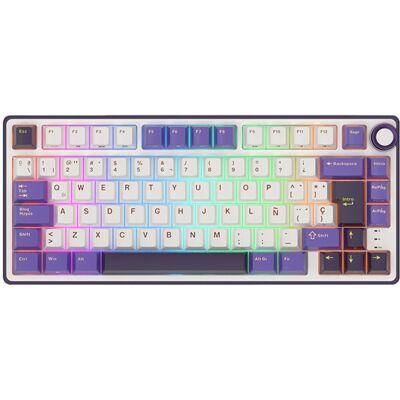 Royal Kludge Teclado para Mac y Windows RKR75 ISO-ES Hot-Swappable Switch Brown Blackberry. Blanco / Morado Royal Kludge Teclado para Mac y Windows RKR75 ISO-ES Hot-Swappable Switch Brown Blackberry. Blanco / Morado