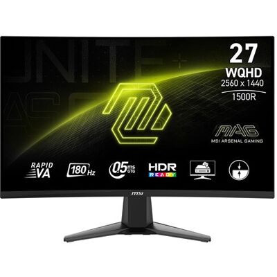 MSI Monitor PC Gaming 69 cm (27") MAG 27CQ6F, 180 Hz, pantalla curva WQHD. Negro MSI Monitor PC Gaming 69 cm (27") MAG 27CQ6F, 180 Hz, pantalla curva WQHD. Negro