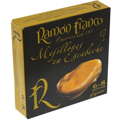 Ramón Franco Mejillones de la rías gallegas en escabeche gigantes 6-8 piezas . Ramón Franco Mejillones de la rías gallegas en escabeche gigantes 6-8 piezas .