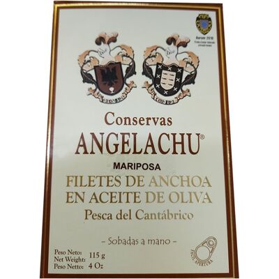 Conservas Angelachu Anchoas mariposa en aceite de oliva . Conservas Angelachu Anchoas mariposa en aceite de oliva .